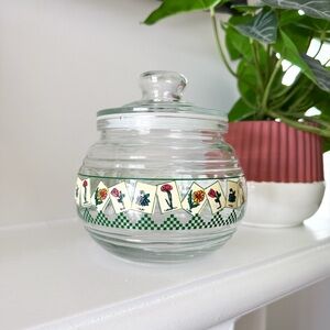 KIG Indonesia Floral Checkerboard Lidded Candy Jar